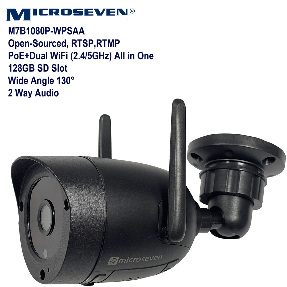 (3 Pack) Microseven M7B1080P-WPSAA 2MP IP WiFi (2.4/5GHz) POE Professional Open Source Security Camera