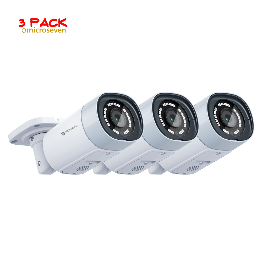 (3 Pack) Microseven M7B4K-PSAA 4K (8MP) IP POE Professional Open Source Security Camera