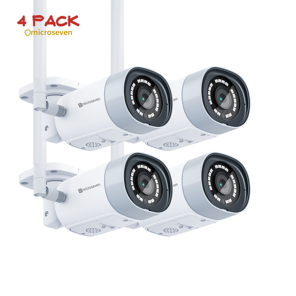 (4 Pack) Microseven M7B4K-WPSAA 4K (8MP) IP WiFi (2.4/5GHz) POE Professional Open Source Security Camera