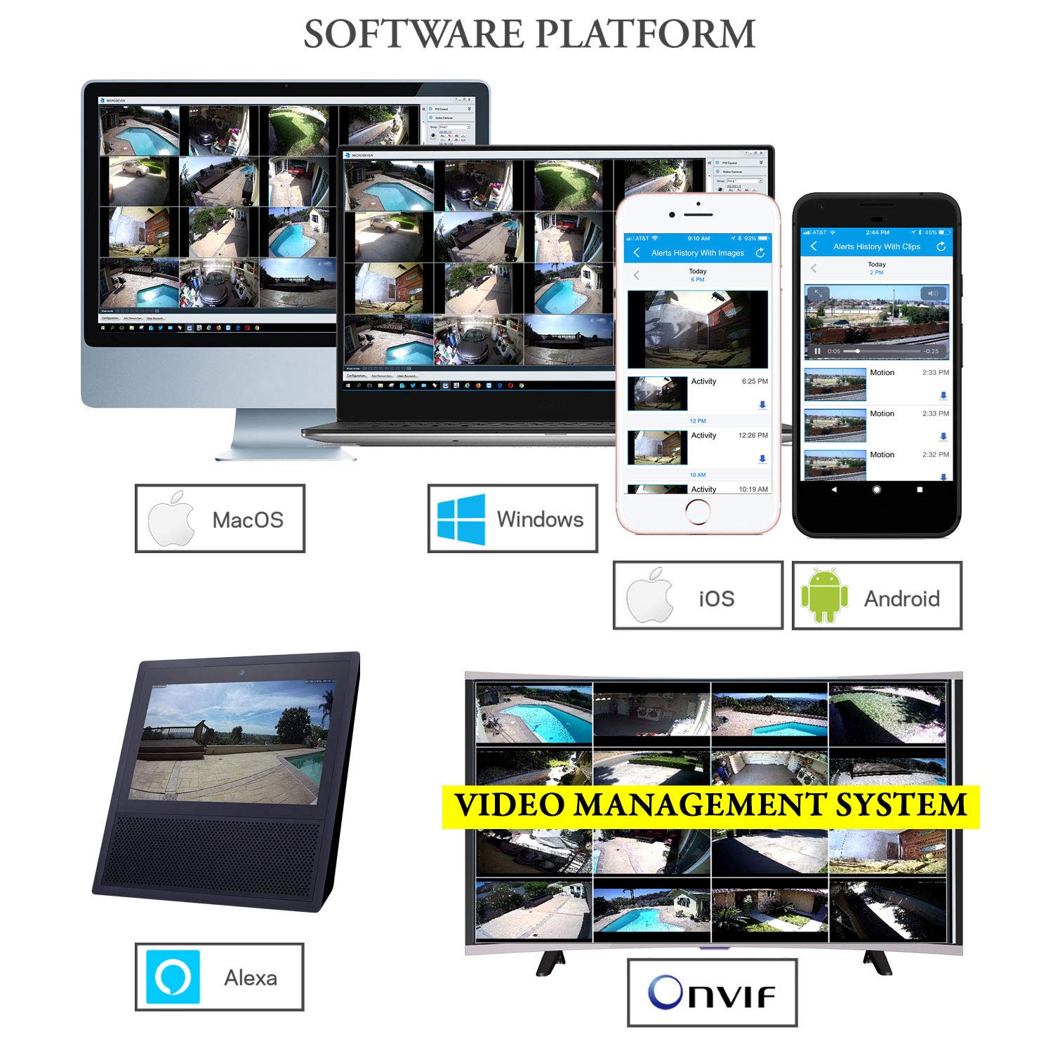 Microseven M7B4K-WPSAA 4K (8MP) IP WiFi (2.4/5GHz) POE Professional Open Source Security Camera