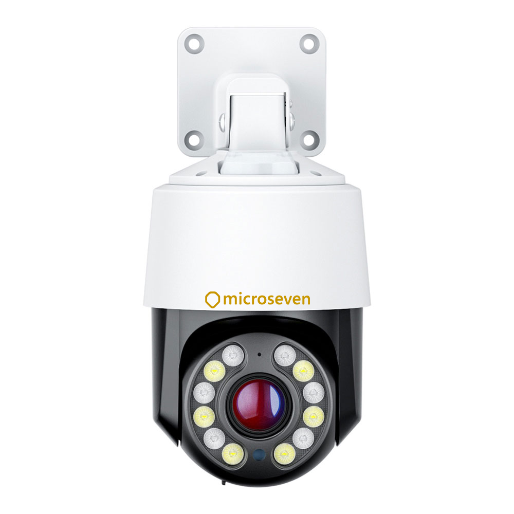 Microseven M7D4K-PTZV14X-WPSAA 4K (8MP) IP WiFi (2.4/5Ghz) POE 14x Optical Zoom PTZ Professional Open Source Security Dome Camera with Active Deterrence