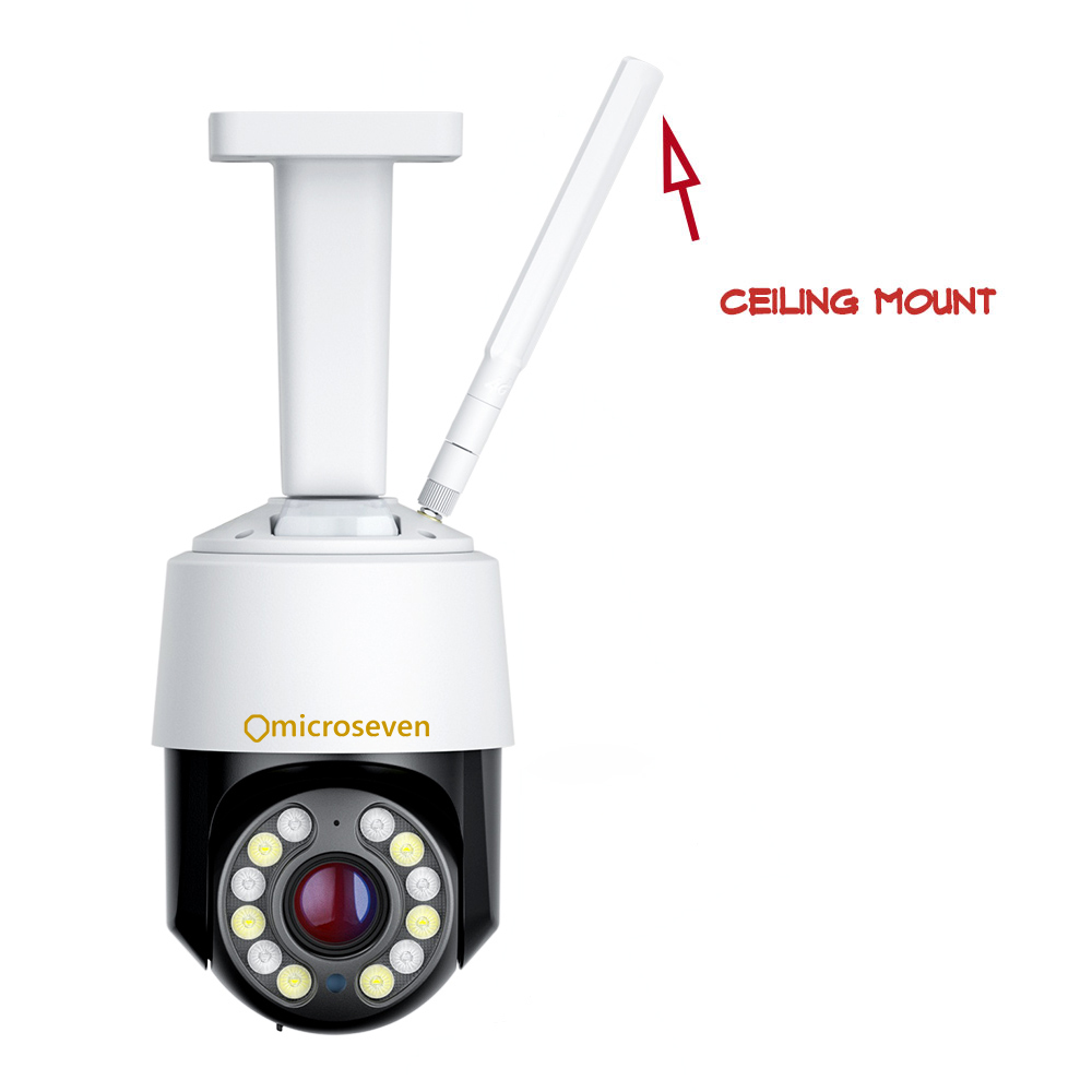 Microseven M7D4K-PTZV14X-WPSAA 4K (8MP) IP WiFi (2.4/5Ghz) POE 14x Optical Zoom PTZ Professional Open Source Security Dome Camera with Active Deterrence