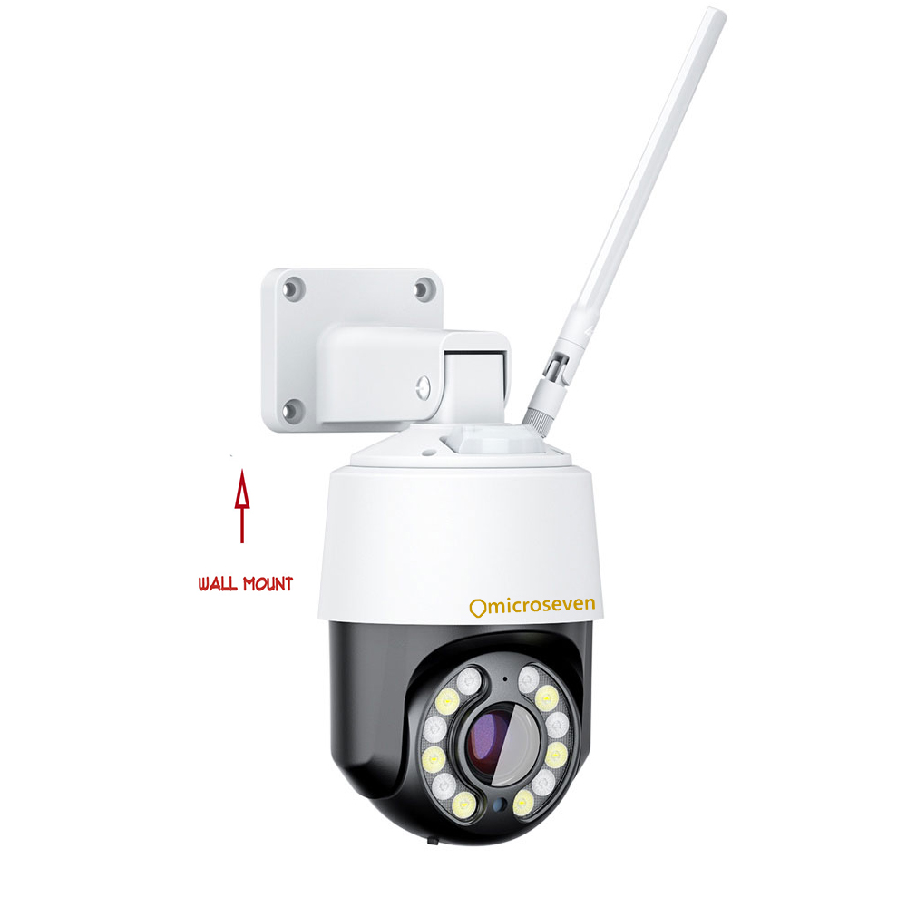 Microseven M7D4K-PTZV14X-WPSAA 4K (8MP) IP WiFi (2.4/5Ghz) POE 14x Optical Zoom PTZ Professional Open Source Security Dome Camera with Active Deterrence