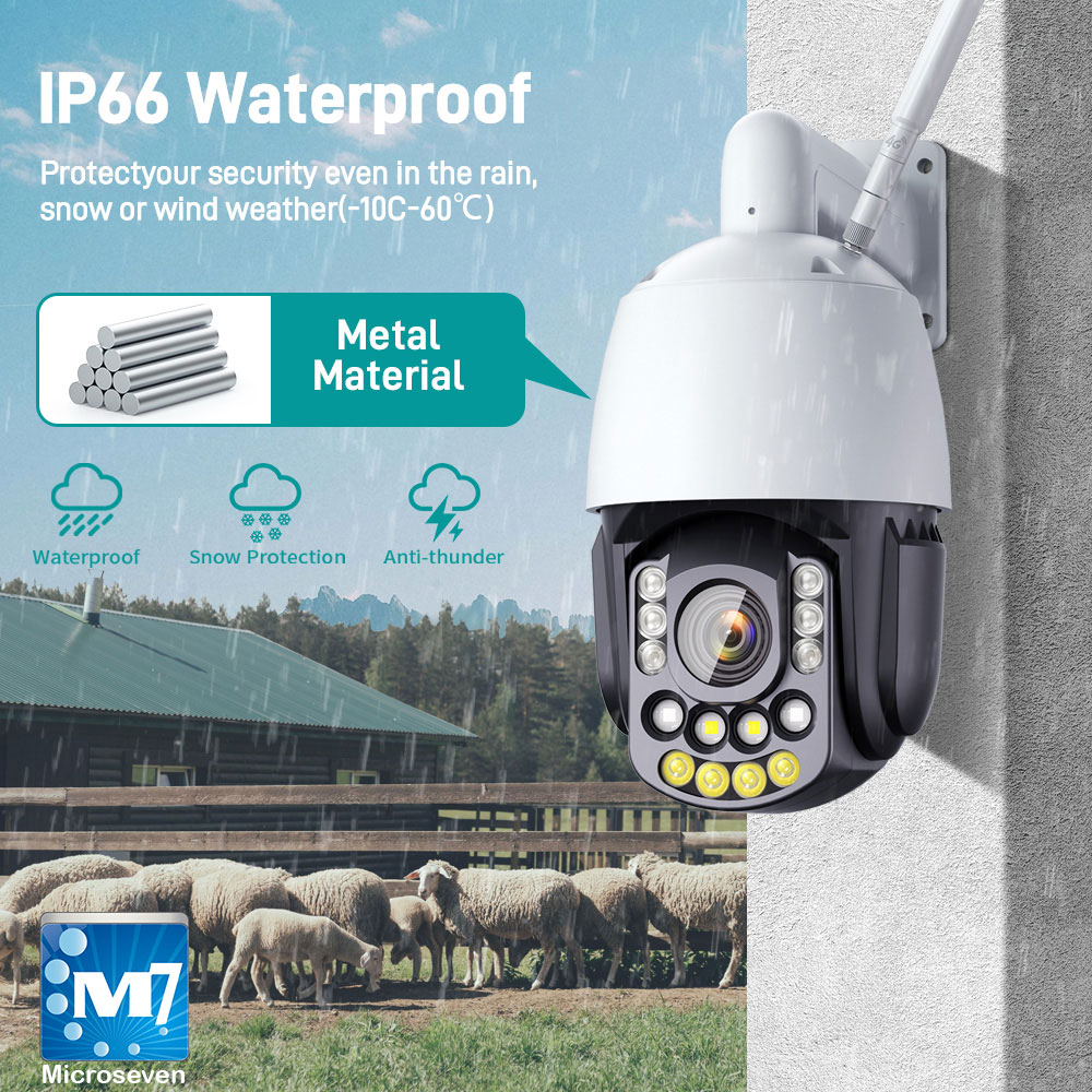 Microseven M7D4K-PTZV20X-POESAA 4K (8MP) IP WiFi (2.4/5GHz) POE 30X Optical Zoom PTZ Professional Open Source Security Dome Camera