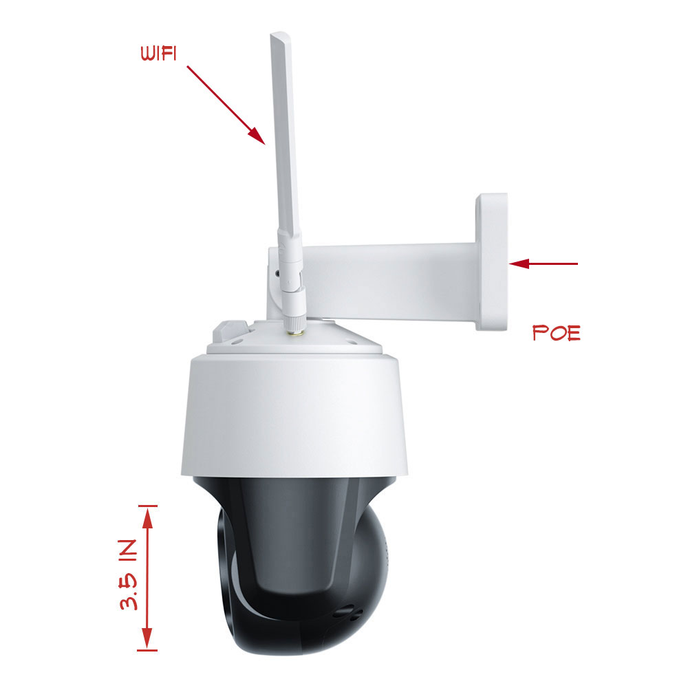 Microseven M7D5MP-PTZV14X-WPSAA 5MP IP WiFi (2.4/5Ghz) POE 14x Optical Zoom PTZ Professional Open Source Security Dome Camera with Active Deterrence