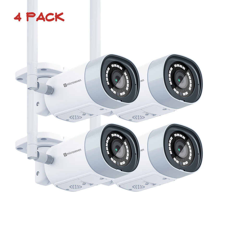 (4 Pack) Microseven M7B4K-WSAA 4K (8MP) IP WiFi (2.4/5GHz) Professional Open Source Security Camera